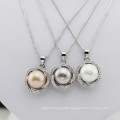 Fashion Freshwater Nice Design Pearl Pendant AAA Button 11-12mm 925 Silver Natural Pearl Pendant